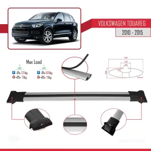 Volkswagen Touareg 2010-2015 Arası ile Uyumlu FLY Model Ara Atkı Tavan Barı GRİ 3 ADET BAR thumb 4