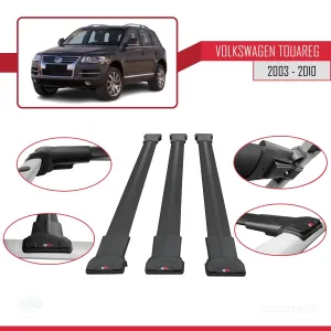 Volkswagen Touareg 2003-2010 Arası ile Uyumlu FLY Model Ara Atkı Tavan Barı SİYAH 3 ADET BAR thumb 5