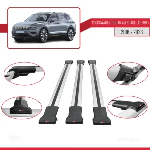 Volkswagen Tiguan Allspace (AD/BW) 2018-2023 Arası ile uyumlu FLY Model Ara Atkı Tavan Barı GRİ 3 ADET BAR thumb 5