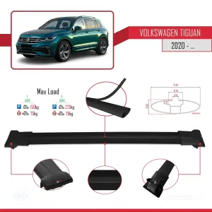 Volkswagen Tiguan 2020-2023 Arası ile Uyumlu FLY Model Ara Atkı Tavan Barı SİYAH thumb 4