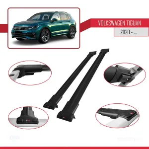 Volkswagen Tiguan 2020-2023 Arası ile Uyumlu FLY Model Ara Atkı Tavan Barı SİYAH thumb 5