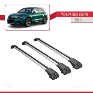 Volkswagen Tiguan 2020-2023 Arası ile uyumlu ACE-1 Ara Atkı Tavan Barı GRİ 3 ADET BAR thumb 3