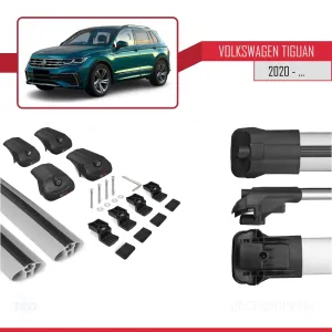 Volkswagen Tiguan 2020-2023 Arası ile uyumlu ACE-1 Ara Atkı Tavan Barı GRİ thumb 5