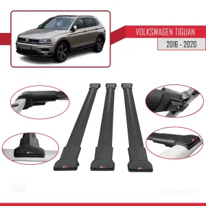 Volkswagen Tiguan 2016-2020 Arası ile Uyumlu FLY Model Ara Atkı Tavan Barı SİYAH 3 ADET BAR thumb 5