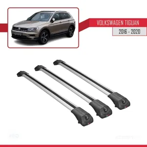 Volkswagen Tiguan 2016-2020 Arası ile uyumlu ACE-1 Ara Atkı Tavan Barı GRİ 3 ADET BAR thumb 3