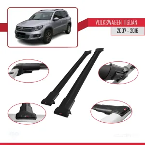 Volkswagen Tiguan 2007-2016 Arası ile uyumlu FLY Model Ara Atkı Tavan Barı SİYAH thumb 5