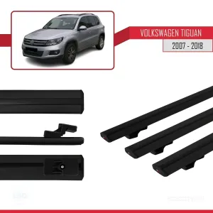 Volkswagen Tiguan 2007-2016 Arası ile uyumlu Basic Model Ara Atkı Tavan Barı SİYAH 3 ADET thumb 3