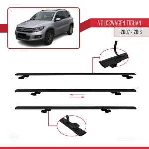 Volkswagen Tiguan 2007-2016 Arası ile uyumlu Basic Model Ara Atkı Tavan Barı SİYAH 3 ADET thumb 5
