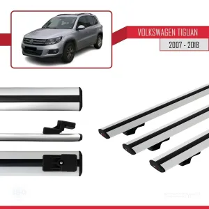 Volkswagen Tiguan 2007-2016 Arası ile uyumlu Basic Model Ara Atkı Tavan Barı GRİ 3 ADET thumb 3