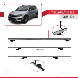 Volkswagen Tiguan 2007-2016 Arası ile uyumlu Basic Model Ara Atkı Tavan Barı GRİ 3 ADET thumb 5
