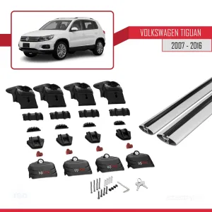 Volkswagen Tiguan 2007-2016 Arası ile uyumlu ACE-2 Ara Atkı Tavan Barı GRİ thumb 5