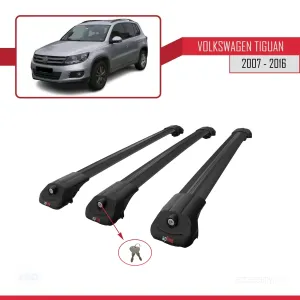 Volkswagen Tiguan 2007-2016 Arası ile uyumlu ACE-1 Ara Atkı Tavan Barı SİYAH 3 ADET BAR thumb 4