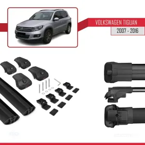 Volkswagen Tiguan 2007-2016 Arası ile uyumlu ACE-1 Ara Atkı Tavan Barı SİYAH thumb 5
