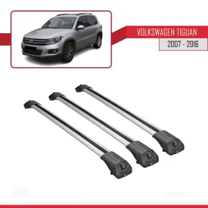 Volkswagen Tiguan 2007-2016 Arası ile uyumlu ACE-1 Ara Atkı Tavan Barı GRİ 3 ADET BAR thumb 3
