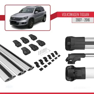 Volkswagen Tiguan 2007-2016 Arası ile uyumlu ACE-1 Ara Atkı Tavan Barı GRİ 3 ADET BAR thumb 5