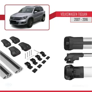 Volkswagen Tiguan 2007-2016 Arası ile uyumlu ACE-1 Ara Atkı Tavan Barı GRİ thumb 5