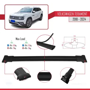 Volkswagen Teramont 2018 ve Sonrası ile Uyumlu FLY Model Ara Atkı Tavan Barı SİYAH thumb 4