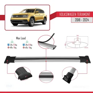 volkswagen teramont 2018 Ve Sonrası ile uyumlu Fly Model Ara Atkı Tavan Barı GRİ 3 ADET BAR thumb 4