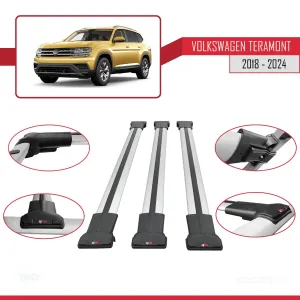 volkswagen teramont 2018 Ve Sonrası ile uyumlu Fly Model Ara Atkı Tavan Barı GRİ 3 ADET BAR thumb 5