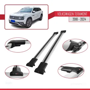 Volkswagen Teramont 2018 ve Sonrası ile Uyumlu FLY Model Ara Atkı Tavan Barı GRİ thumb 5