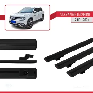 Volkswagen Teramont 2018 ve Sonrası ile uyumlu Basic Model Ara Atkı Tavan Barı SİYAH 3 ADET thumb 5