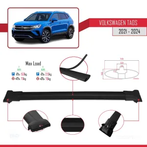 Volkswagen Taos 2021 ve Sonrası ile Uyumlu FLY Model Ara Atkı Tavan Barı SİYAH thumb 4