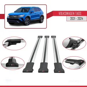 Volkswagen Taos 2021 ve Sonrası ile Uyumlu FLY Model Ara Atkı Tavan Barı GRİ 3 ADET BAR thumb 5