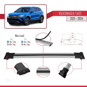 Volkswagen Taos 2021 ve Sonrası ile Uyumlu FLY Model Ara Atkı Tavan Barı GRİ thumb 4
