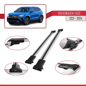 Volkswagen Taos 2021 ve Sonrası ile Uyumlu FLY Model Ara Atkı Tavan Barı GRİ thumb 5