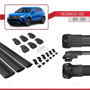 Volkswagen Taos 2021 ve Sonrası ile uyumlu ACE-1 Ara Atkı Tavan Barı SİYAH 3 ADET BAR thumb 5