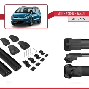 Volkswagen Sharan 2010-2022 Arası ile uyumlu ACE-1 Ara Atkı Tavan Barı SİYAH thumb 5