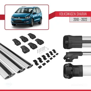 Volkswagen Sharan 2010-2022 Arası ile uyumlu ACE-1 Ara Atkı Tavan Barı GRİ 3 ADET BAR thumb 5