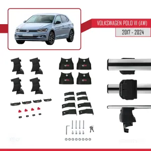 Volkswagen Polo VI (AW) 2017 ve Sonrası ile uyumlu ACE-4 Ara Atkı Tavan Barı GRİ thumb 5