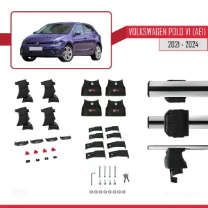 Volkswagen Polo VI (AE1) 2021 ve Sonrası ile uyumlu ACE-4 Ara Atkı Tavan Barı GRİ thumb 5