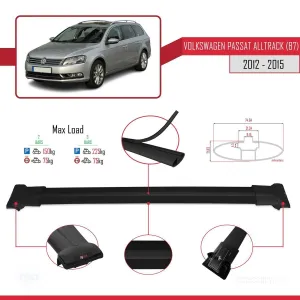 Volkswagen Passat Alltrack (B7) 2012-2015 Arası ile Uyumlu FLY Model Ara Atkı Tavan Barı SİYAH thumb 4