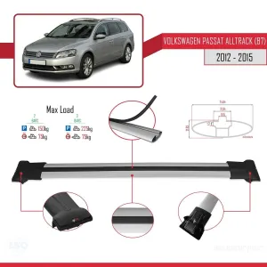 Volkswagen Passat Alltrack (B7) 2012-2015 Arası ile Uyumlu FLY Model Ara Atkı Tavan Barı GRİ thumb 4