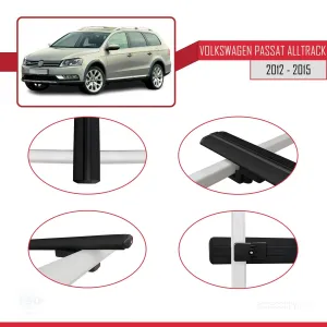 Volkswagen Passat Alltrack (B7) 2012-2015 Arası ile uyumlu Basic Model Ara Atkı Tavan Barı SİYAH 3 ADET thumb 4