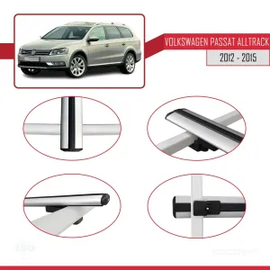 Volkswagen Passat Alltrack (B7) 2012-2015 Arası ile uyumlu Basic Model Ara Atkı Tavan Barı GRİ 3 ADET thumb 4