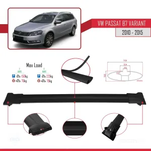 Volkswagen Passat (B7) VARIANT 2010-2015 Arası ile uyumlu FLY Model Ara Atkı Tavan Barı SİYAH thumb 4