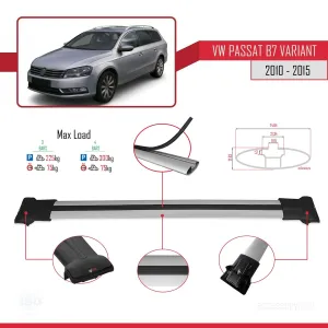 Volkswagen Passat (B7) VARIANT 2010-2015 Arası ile Uyumlu FLY Model Ara Atkı Tavan Barı GRİ 3 ADET BAR thumb 4