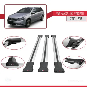 Volkswagen Passat (B7) VARIANT 2010-2015 Arası ile Uyumlu FLY Model Ara Atkı Tavan Barı GRİ 3 ADET BAR thumb 5