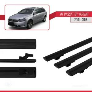 Volkswagen Passat (B7) VARIANT 2010-2015 Arası ile uyumlu Basic Model Ara Atkı Tavan Barı SİYAH 3 ADET thumb 3