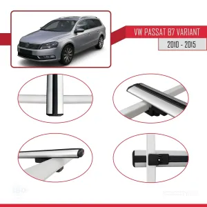 Volkswagen Passat (B7) VARIANT 2010-2015 Arası ile uyumlu Basic Model Ara Atkı Tavan Barı GRİ 3 ADET thumb 4