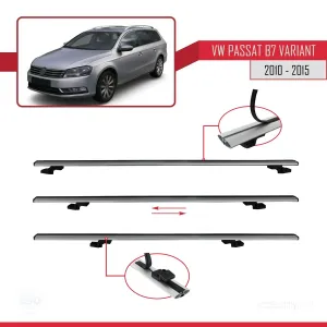 Volkswagen Passat (B7) VARIANT 2010-2015 Arası ile uyumlu Basic Model Ara Atkı Tavan Barı GRİ 3 ADET thumb 5
