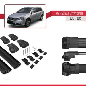 Volkswagen Passat (B7) VARIANT 2010-2015 Arası ile uyumlu ACE-1 Ara Atkı Tavan Barı SİYAH thumb 5