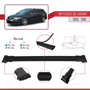 Volkswagen Passat (B6) VARIANT 2005-2010 Arası ile Uyumlu FLY Model Ara Atkı Tavan Barı SİYAH 3 ADET BAR thumb 4