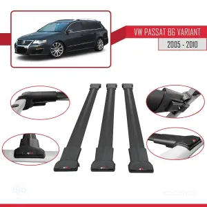 Volkswagen Passat (B6) VARIANT 2005-2010 Arası ile Uyumlu FLY Model Ara Atkı Tavan Barı SİYAH 3 ADET BAR thumb 5