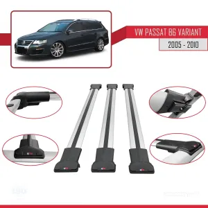 Volkswagen Passat (B6) VARIANT 2005-2010 Arası ile Uyumlu FLY Model Ara Atkı Tavan Barı GRİ 3 ADET BAR thumb 5