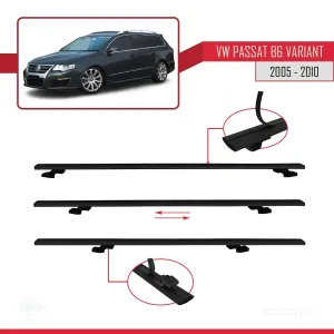 Volkswagen Passat (B6) VARIANT 2005-2010 Arası ile uyumlu Basic Model Ara Atkı Tavan Barı SİYAH 3 ADET thumb 5