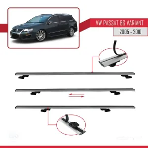Volkswagen Passat (B6) VARIANT 2005-2010 Arası ile uyumlu Basic Model Ara Atkı Tavan Barı GRİ 3 ADET thumb 5